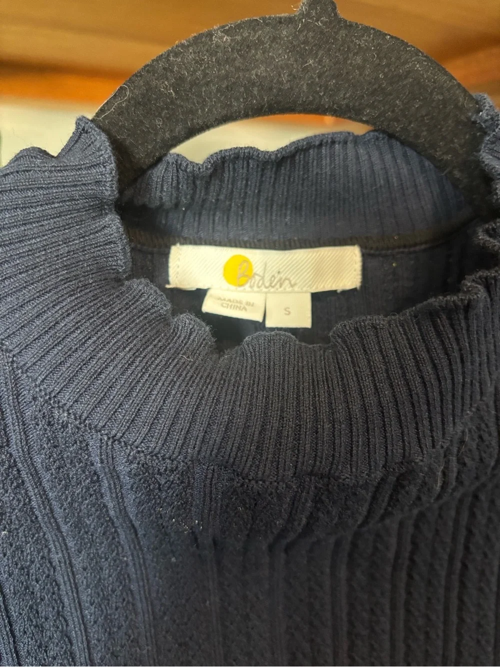 Boden Ribbed Pointelle High Neck Top | Small